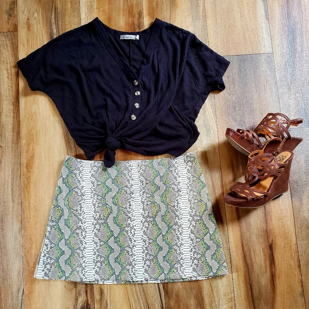 Snake skin mini skirt